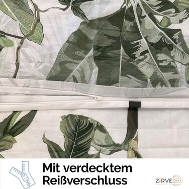 Комплект постільної білизни ZIRVEHOME, 240x220 см, бавовна, дизайн пальмових листів, зелений