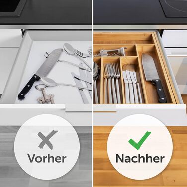 Органайзер для столових приборів Blumtal з бамбука, регульований, 5-7 відділень, для кухонних шухляд