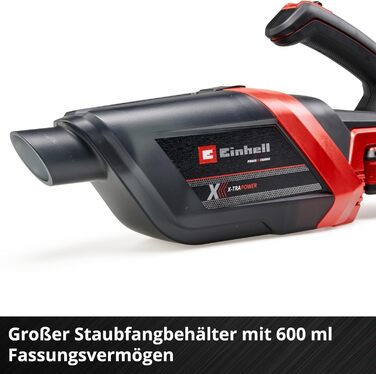 Акумуляторний пилосос ручний Einhell TE-HV 18/06 Li-Solo Power X-Change (18V, 72 мбар, насадки в комплекті, 0.6 л, без акумулятора)