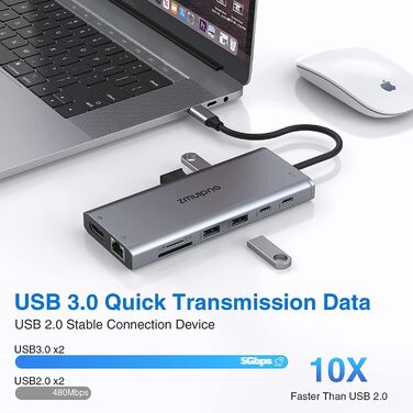 Док-станція USB-C для ноутбука 14-в-1: 2xHDMI 4K, DP, Ethernet, 4xUSB, 100W PD, SD/TF, Audio/Mic. Підтримка Dell, HP, Lenovo та інших ноутбуків.