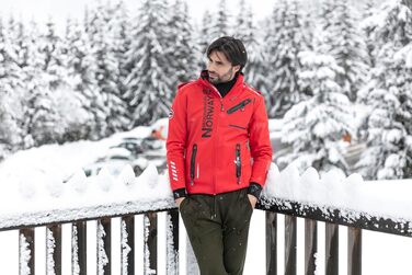 Чоловіча куртка-софтшелл Geographical Norway Leyoley Production, темно-синя з зеленим (розмір M)