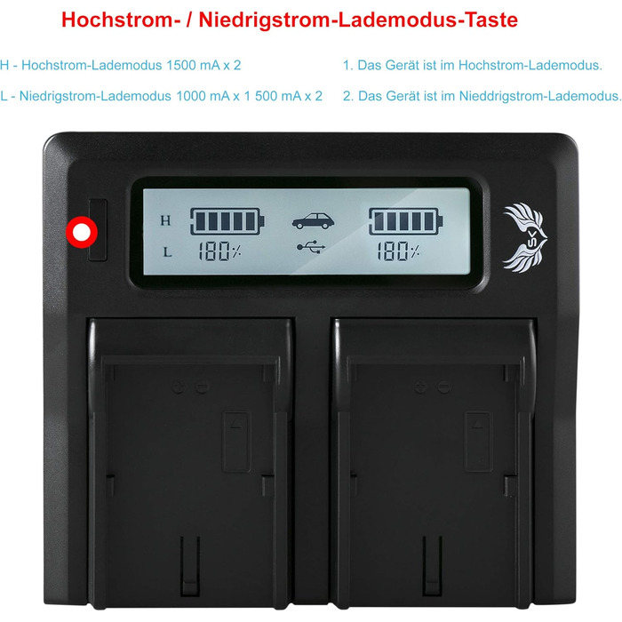 Запасний акумулятор 2x 1200mAh для Panasonic Lumix DMC-FT5 TZ40 TZ41 TZ55 TZ61 TZ71 ZS30 + зарядний пристрій (2 шт. акумулятори + Dual LCD зарядний пристрій)