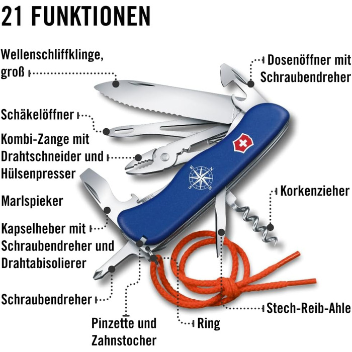 Ніж VICTORINOX Skipper – багатофункціональний складаний ніж, Swiss Made, блакитний