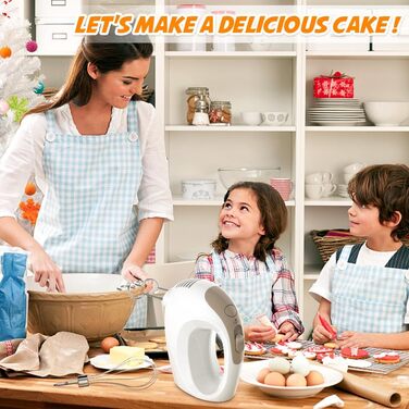 Електричний міксер CX-6613 білий: 5 швидкостей, набір насадок (міксер, вінчик, гачки для тіста)