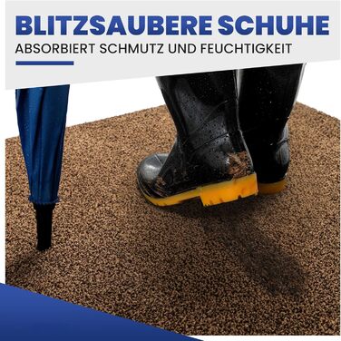 Килимок придверний Mibao SoftStep Luxus 60x90 см, коричневий - антиковзкий, вологопоглинаючий, для дому та коридору, машинне прання