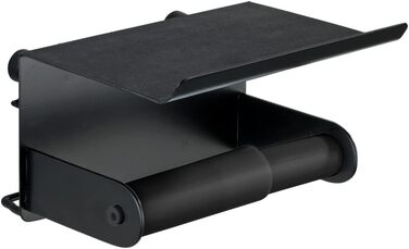 Тримач для туалетного паперу з поличкою WENKO Classic Plus, сталевий, чорний, 14 x 10 x 14 см
