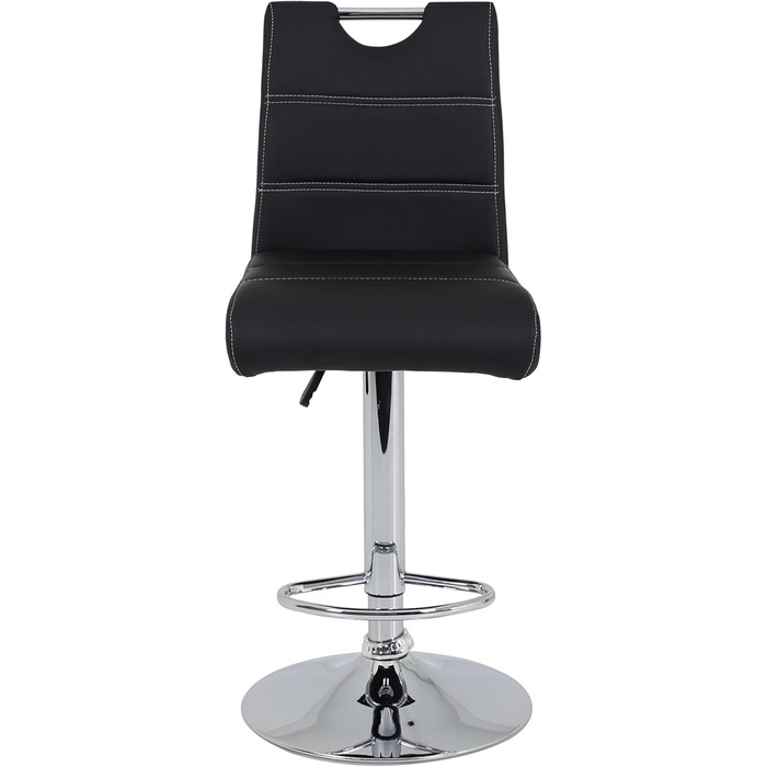 Miranda Bar Stool - Adjustable Height, 360° Swivel, Faux Leather - Black