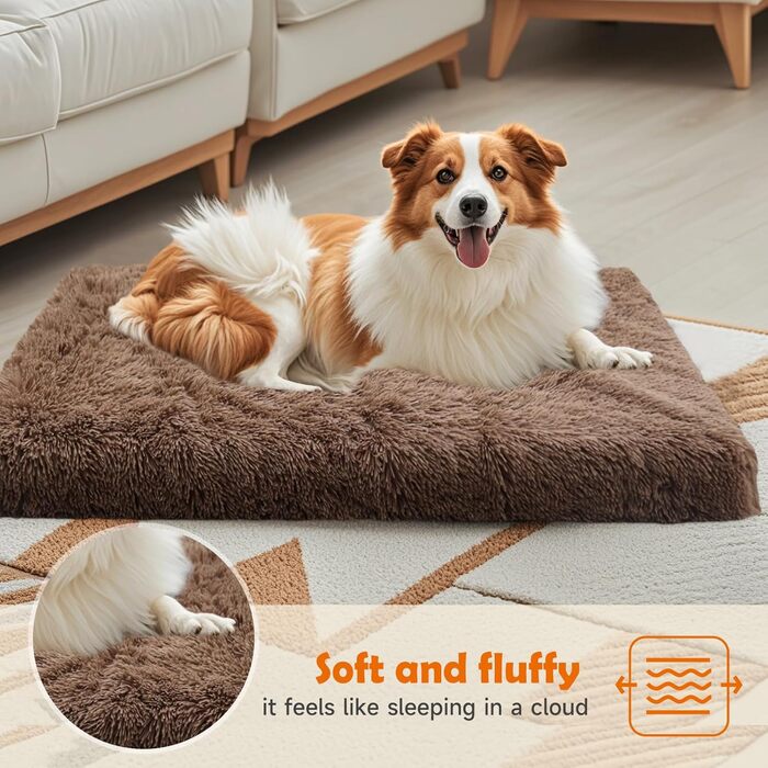 Килимок для собак MDDK, 75x50x8 см, плюшевий, коричневий