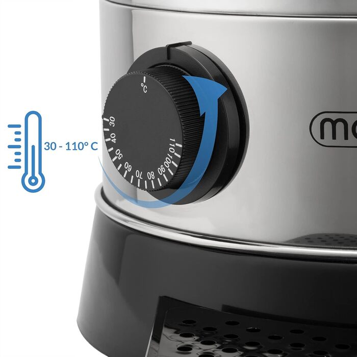 MONZANA® Glühwein Warmer 6.8L with Tap, Drip Tray, Thermostat (30-110°C), Hot Beverage Dispenser, Stainless Steel, Canning Pot, Punch Warmer, Hot Beverage Machine (8.8 L)