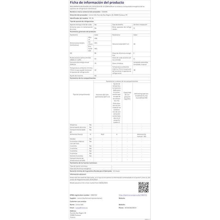 Міні-холодильник FOHERE 46L з відділенням для льоду | Компактний холодильник | Регулювання температури, енергозбереження, тиха робота | Холодильник для напоїв, ідеальний для офісу, кемпінгу та геймінгу | Змінний бік відкривання дверцят | Чорний