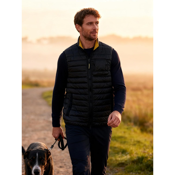 Чоловіча легка степкова жилетка Krumba для зими: утеплена жилетка з підтримкою тепла для щоденних поїздок, прогулянок з собакою та відпочинку на природі. Чорний колір.