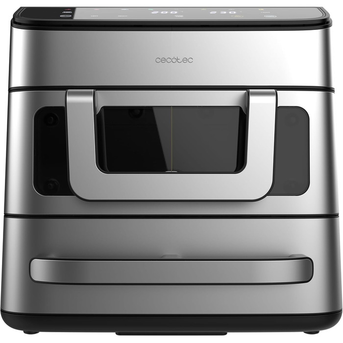 Фритюрниця Cecotec Cecofry DuoLevel 10000 - 10 л, 2 контейнери, 2000 Вт, вертикальний дизайн, сенсорний екран, нержавіюча сталь, піцца-камінь