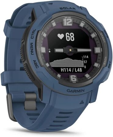 Розумний годинник Garmin Instinct Crossover Solar, 45 мм, сонячна зарядка, міцний дизайн, 70 днів роботи, GPS, Cardio, SpO2, Activity Tracker (Tidal Blue)