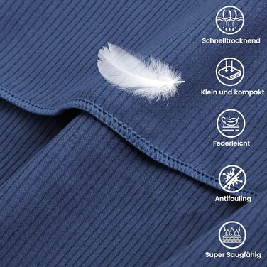 Набір рушників з мікрофібри Pameil (2 шт.) - великий (160x80 см) + маленький (80x40 см), компактні та швидковисихаючі, для спорту, подорожей, пляжу, колір морської хвилі