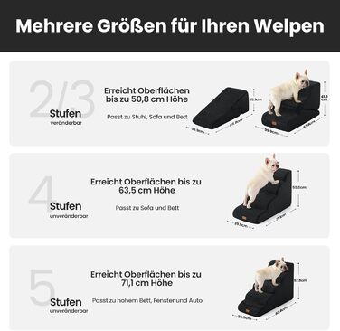 Сходинка для собак Gardner Pet - 3 сходинки, 35/42 см, з водонепроникним покриттям, для ліжка, дивану, крісла