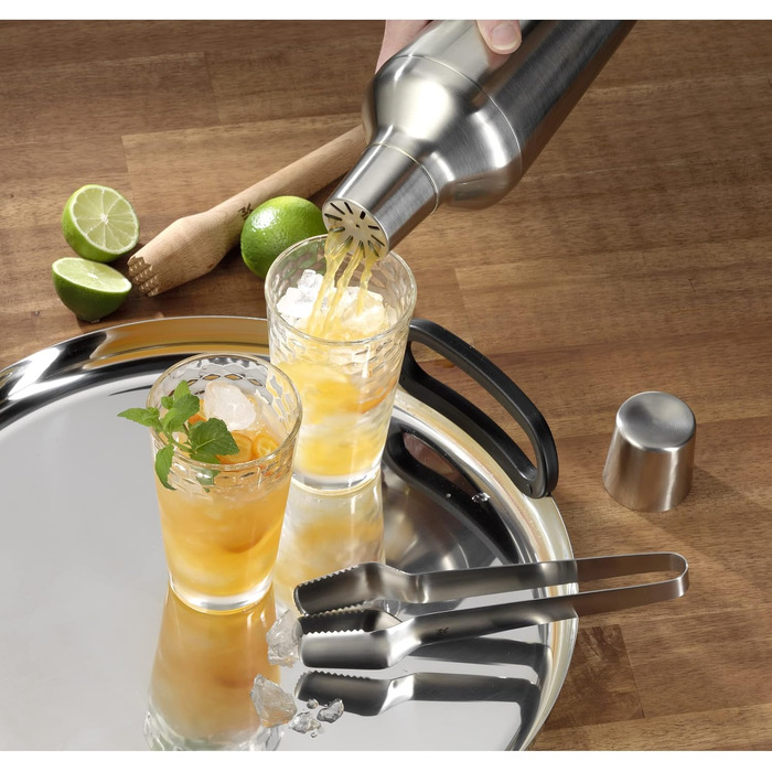WMF Matryoshka Cocktail Set, 5-Piece, Bar Set with Stainless Steel Cocktail Shaker (700ml), Jigger, Cocktail Strainer, Ice Tongs, and Muddler, Nesting