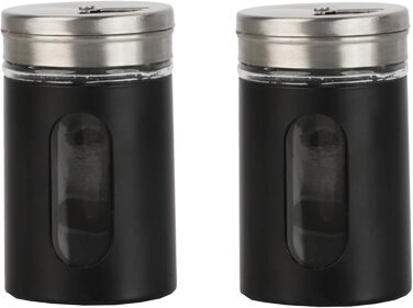 Salt and pepper shakers, retro spice jars, glass, set of 2