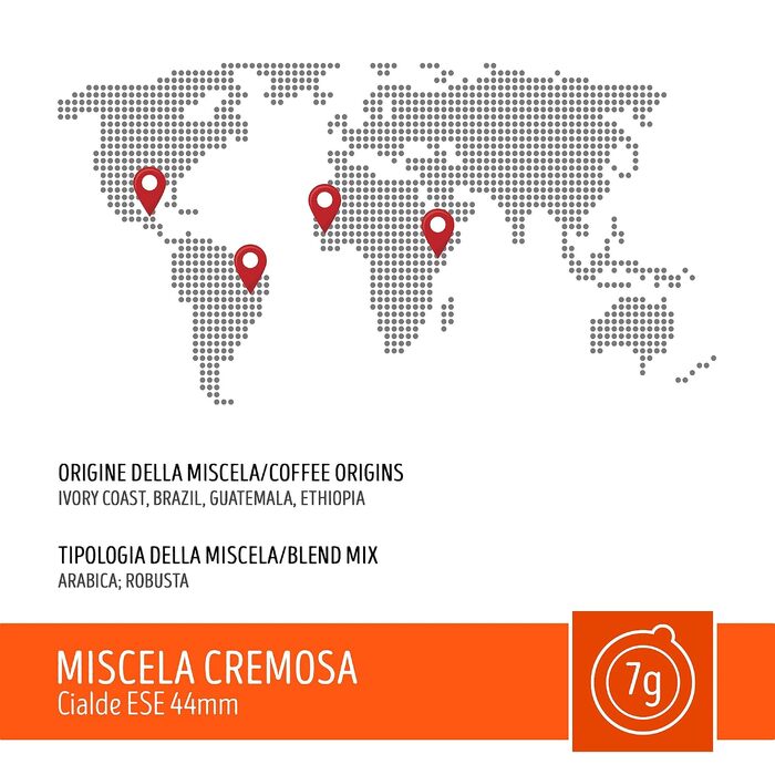 Кава в падах Caffè Toraldo Miscela Cremosa для кавомашин ESE 44, 7г, 150 шт
