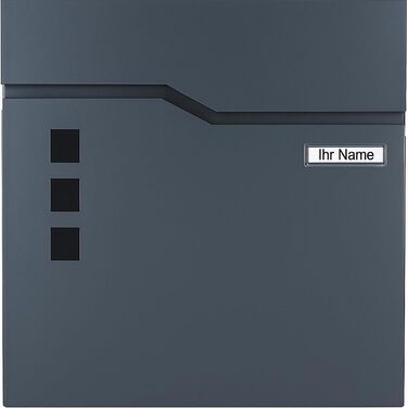 Поштова скринька Verda Anthrazit з газетницею, порошкове покриття AkzoNobel, 2 ключі, табличка з іменем, дизайнерська настінна поштова скринька з нержавіючої сталі SN3678-1