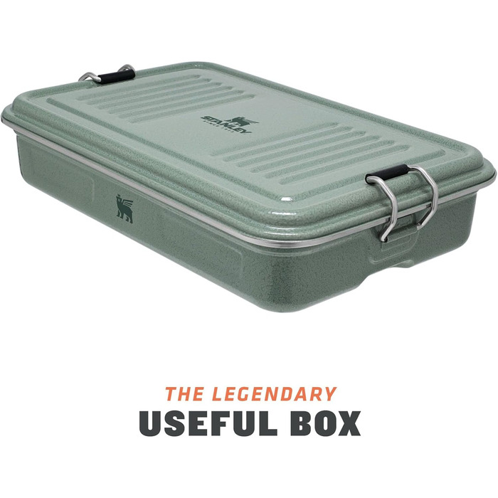 Stanley Useful Classic Box 1.2L - Dishwasher Safe - Stainless Steel Lunchbox - Stackable Sandwich Box - BPA-Free - Secure Closure, Hammered Green, Hammertone Green
