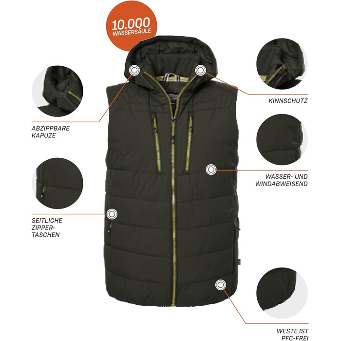 Жилет Killtec Kow 10 Mn Qltd Vst Steppweste/Weste в стилі пуховика з відстібаною капюшоном (XL, темно-оливковий)