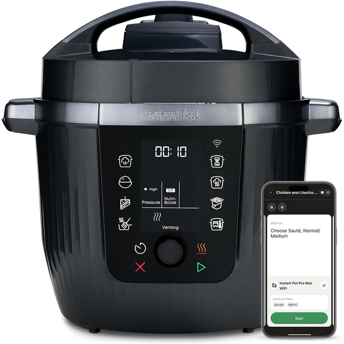 Мультиварка Instant Pot Plus 9-в-1 з нержавіючої сталі, 5.7 л – мультикочер, пароварка, рисоварка, йогуртниця, функція Vacuum, Sterilizer, Wi-Fi