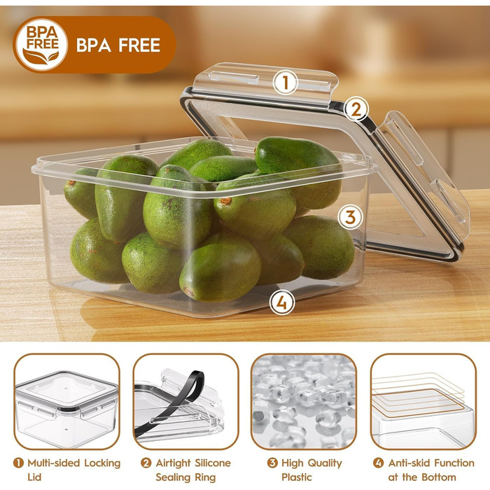 Контейнери для зберігання продуктів з кришкою, герметичні, набір 24 шт.