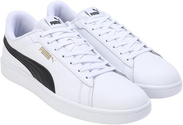 Кросівки Puma Smash 3.0 L для чоловіків, шкіряні, чорні (44.5 EU, White Black Gold)