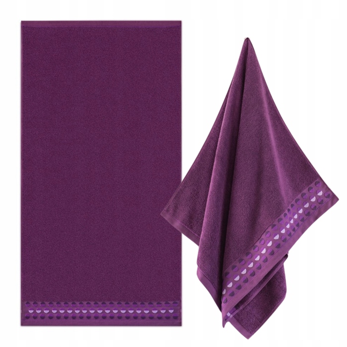 Великий банний рушник ZWOLTEX ZEN 2 з вишивкою, фіолетовий, 450г, 70x140см