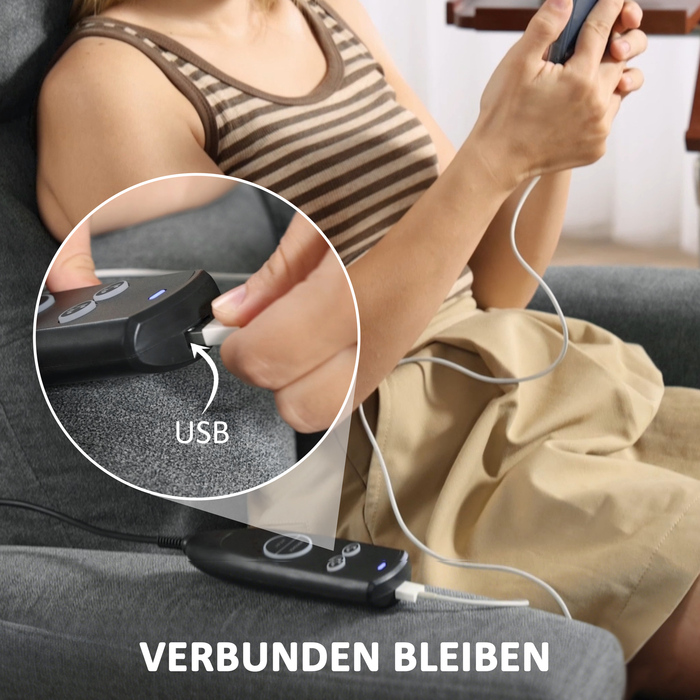 HOMCOM Electric Reclining Massage Chair, TV Chair with Reclining Function, Heating, USB, Vibration, Footrest, Side Pocket, TV Chair with Remote Control, Pocket Spring for Living Room, Dark Grey | Aosom