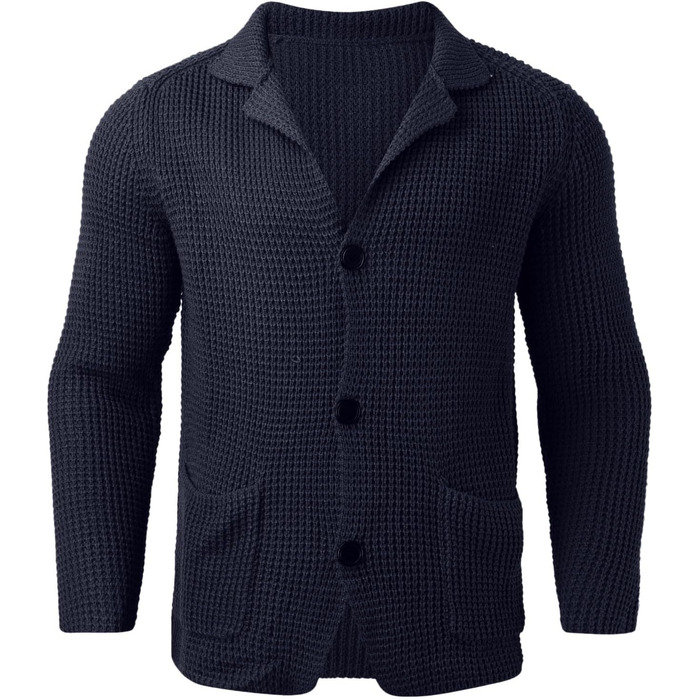 Чоловіча в'язана жилетка-кардиган Trachten, без капюшона, для активного відпочинку, тепла на зиму, під джинси та чиноси (S, темно-синій)