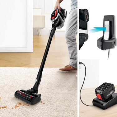 Bosch акумуляторний пилосос Unlimited ProPower Serie 8 BSS81POW1, бездротовий ручний, без мішка, гігієнічний фільтр, висока потужність всмоктування, довгий час роботи, швидка зарядка, насадка для щілин, чорний