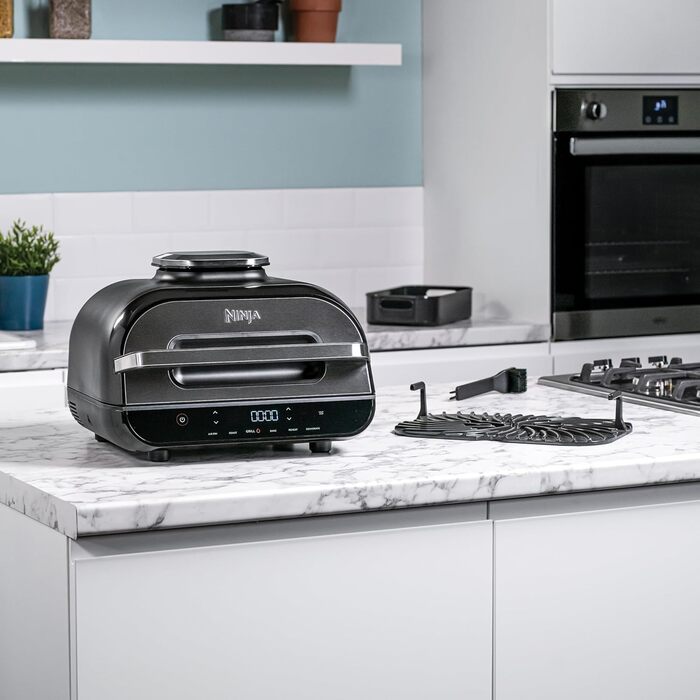 Ninja Foodi MAX Grill & Air Fryer, 5.7L Air Fryer with Digital Temperature Probe, Dishwasher-Safe Parts, 6-in-1, Gray/Silver AG551EU MAX Grill & Air Fryer 5.7L Gray/Silver