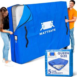 Moving and Storage Bag with 8 Handles - Queen Size - Reusable Cover with Heavy-Duty Zipper - Extra Thick Mattress Protector - MATTSAFE by Nordic Elk