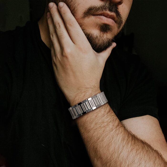 Браслет на магнітній застібці JEROOT для чоловіків з чистого титану, чорний