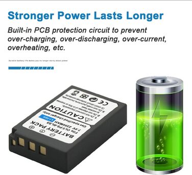 Акумулятор для камери PS-BLS5 BLS50 (2200mA) з мультифункціональним зарядним пристроєм (2 акумулятори) - сумісний з Olympus OM-5, OM-D E-M5 III, E-M10, E-M10 III, E-M10 IV, E-PM1, E-PL3, E-PL8, E-PL9, E-PL10, Stylus 1