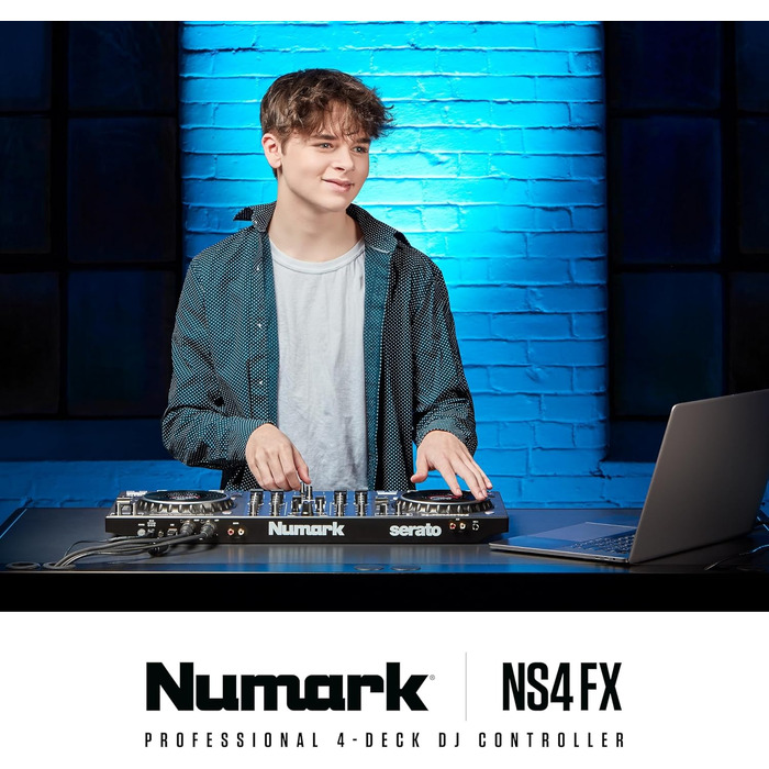 DJ контролер Numark NS4FX 4-канальний з touch-jogwheels, Pads та ефектами, Serato DJ Lite