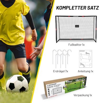 Ворота футбольні Dunlop 240x160x85/120x300x200 см, метал, для тренувань, всі вікові групи, проста збірка (чорний/червоний)