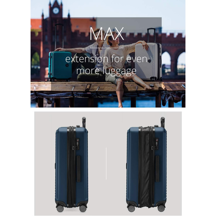 Чемодан великий хардлайнер 77 см, TSA, 130 л, розширення об'єму, темно-синій