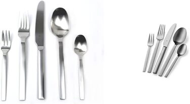 WMF Alteo 12-Person Flatware Set, 60-Piece & Alteo Stainless Steel Flatware Set 6-Person, 30-Piece, Monobloc Knives, Cromargan Stainless Steel Satin Finish, Dishwasher Safe. Alteo Bundle with Stainless Steel Flatware Set, 30-Piece
