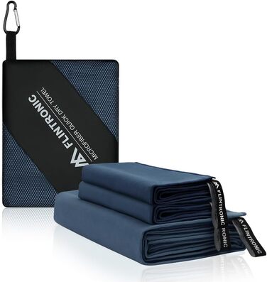 Рушник мікрофібра Flintronic, 200x100 см, великий пляжний рушник, швидковисихаючий, для спорту, подорожей, пляжу, сауни (Темно-синій, (180*90 см)*1 + (80*40 см)*2)