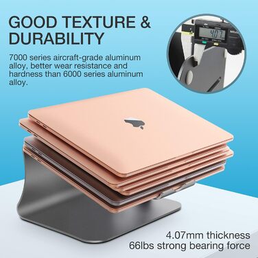 Підставка для ноутбука з алюмінію, сіра, для MacBook, Dell, HP, Lenovo, Microsoft Surface, Samsung (11-16 дюймів)