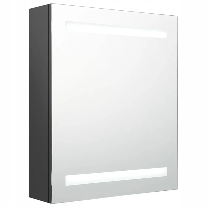 Шафа у ванну кімнату з дзеркалом та LED-підсвіткою, сіра, 50x14x60 см