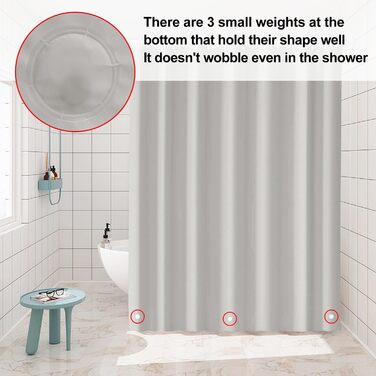 Штора для ванни 180x180 см, водонепроникна, антигрибкова, з кільцями, бежева (1 шт.)