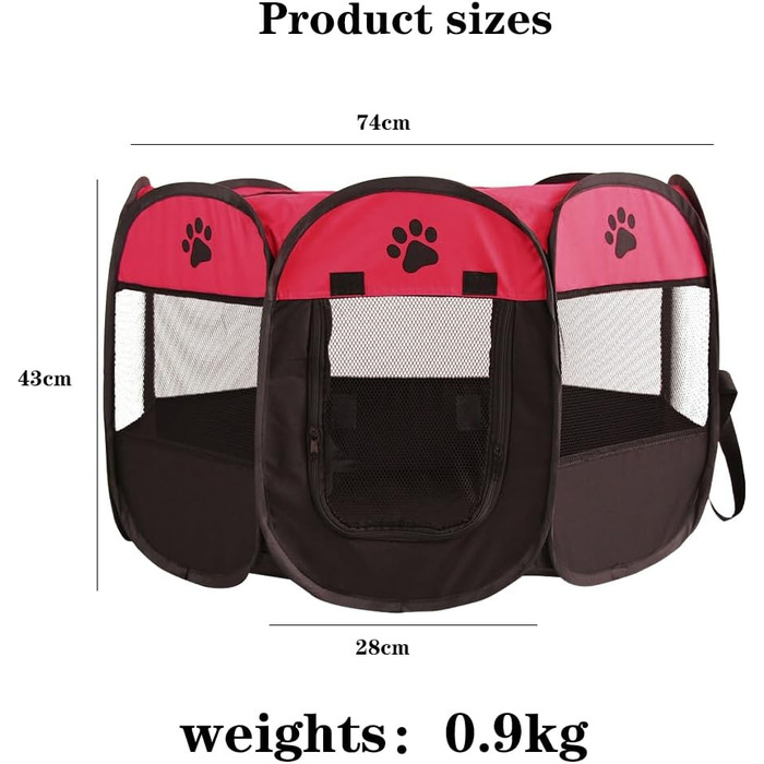 Клітка-забігайлище для цуценят та собак, складана, 73x73x43 см (Бургунді)