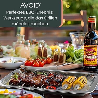 Набір для гриля AVOID - 28 предметів. Якісний набір аксесуарів для гриля з нержавіючої сталі. Ідеальний подарунок для чоловіків, татуся. Комплект для барбекю.