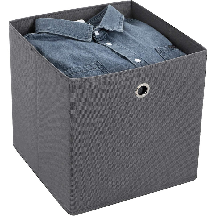 SONGMICS Storage Box, 6 Pack, Folding Box, Foldable Organizer, with Finger Hole, 30 x 30 x 30 cm, RFB02H-3 (Gray)