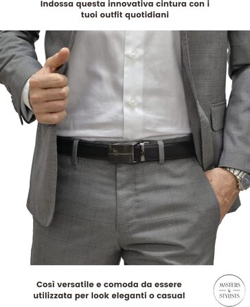 Чоловічий шкіряний ремінь Masters & Stylists з автоматичною пряжкою, коричневий/чорний, ширина 3,1 см, довжина 110/120 см, з подарунковою коробкою