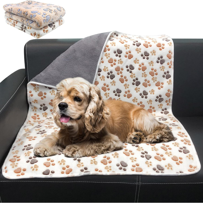 Водонепроникні собачі ковдри HYLYUN (2 шт.) - миючі, для ліжка, дивана, софи. Флісова ковдра з м'якого плюшу, двостороння, для собак, котів, цуценят (L 76x104 см)