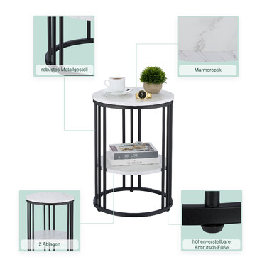 Relaxdays Side Table with Marble Look